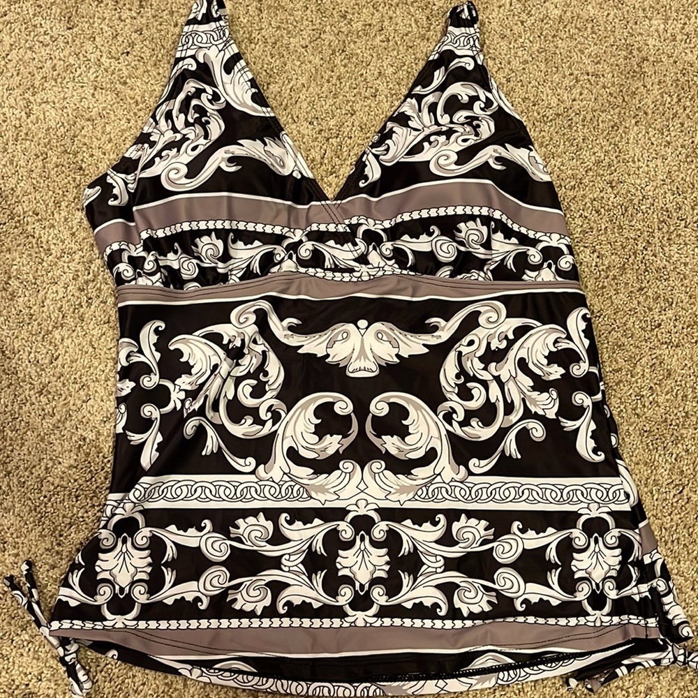 Modlily Ornate Print Wide Strap Tankini Set